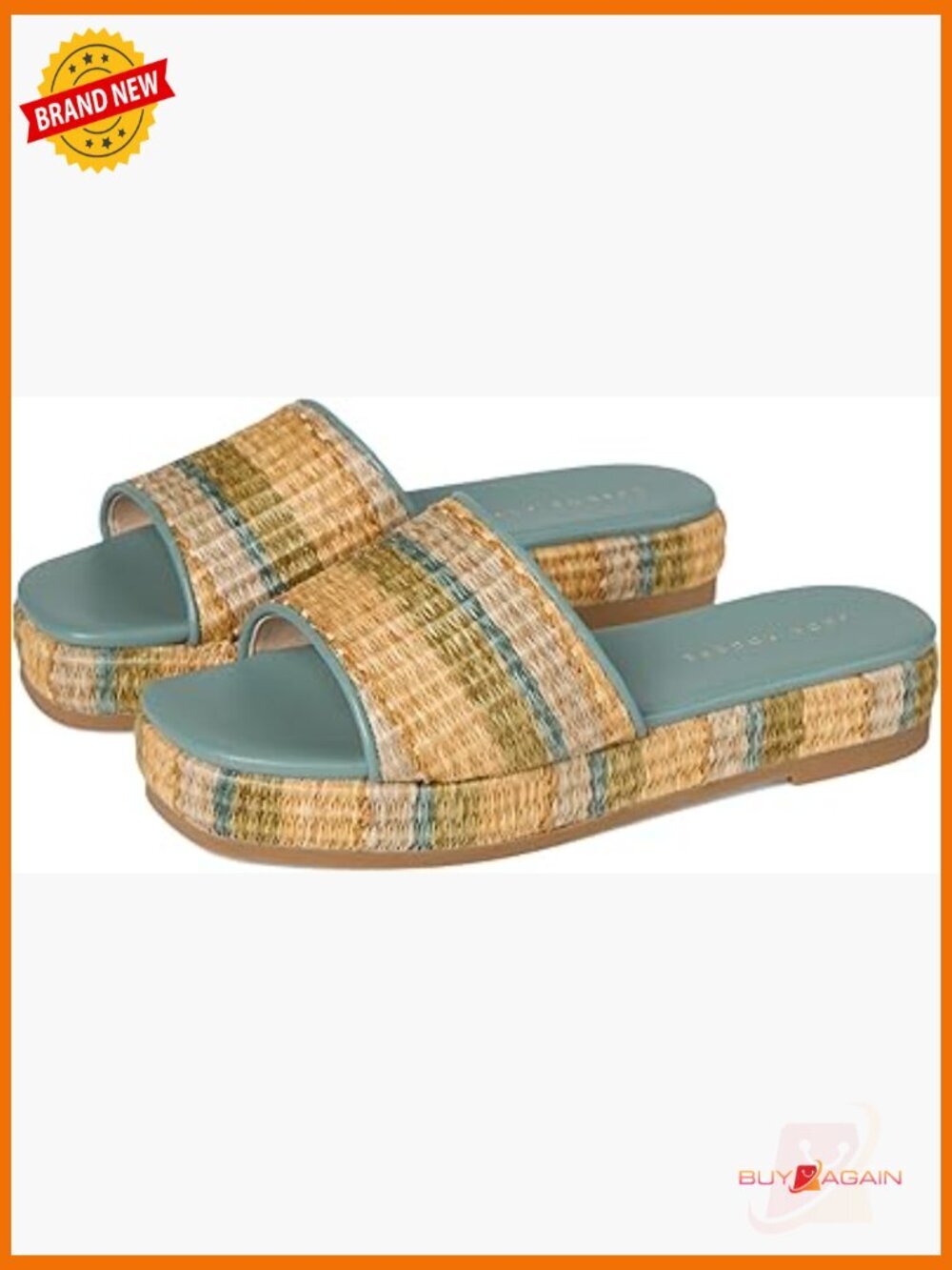Chic and elevated flatform sandal with stripe pattern, flat single strap slip-on